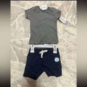 Carter's Striped Tee and Navy Shorts Set
